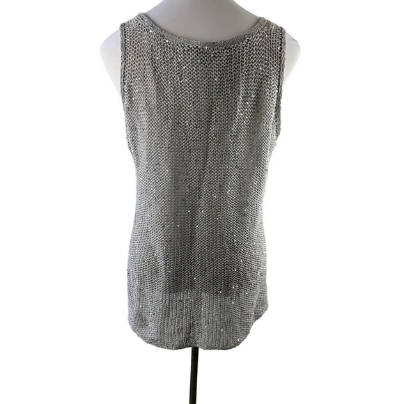 Eileen Fisher Sequin Chainmail Open Knit Sweater Tank Top Women's Plus Size 2X - Picture 9 of 10